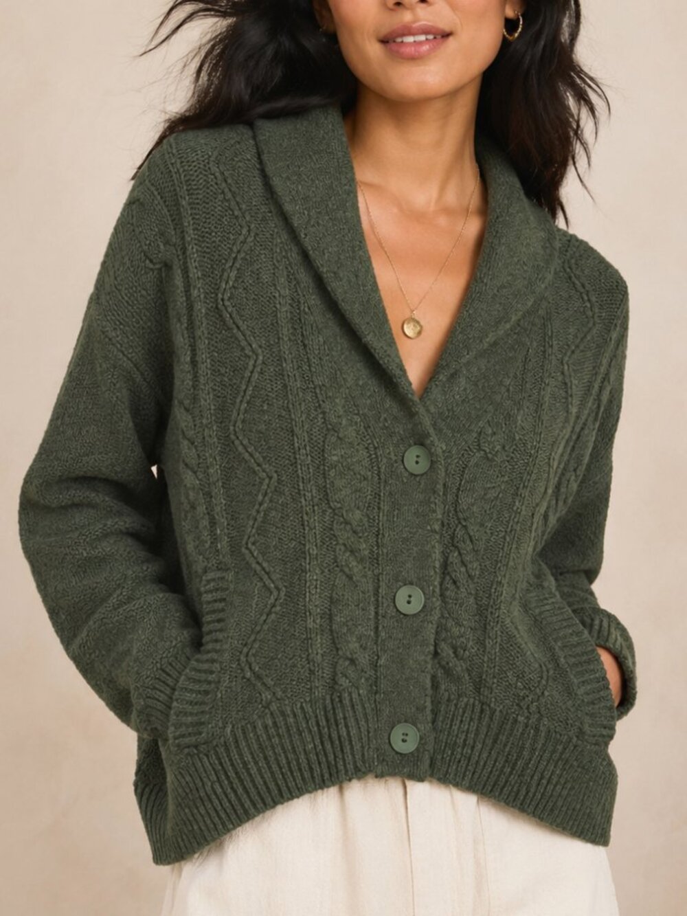 Anthropologie Pilcro Knit Button Front Cardigan Dark Green XS